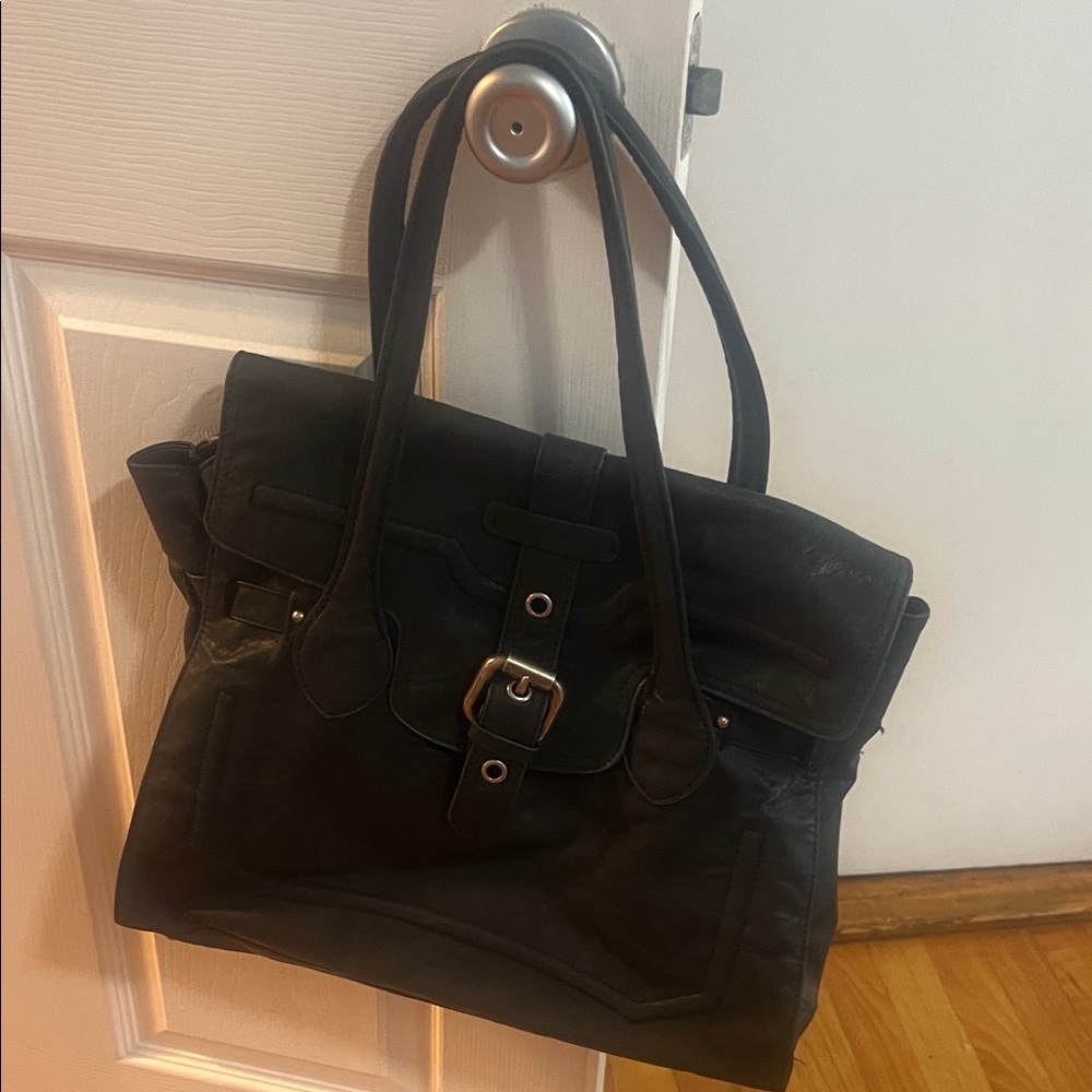 Prune Classic Black Tote with Stylish Buckle